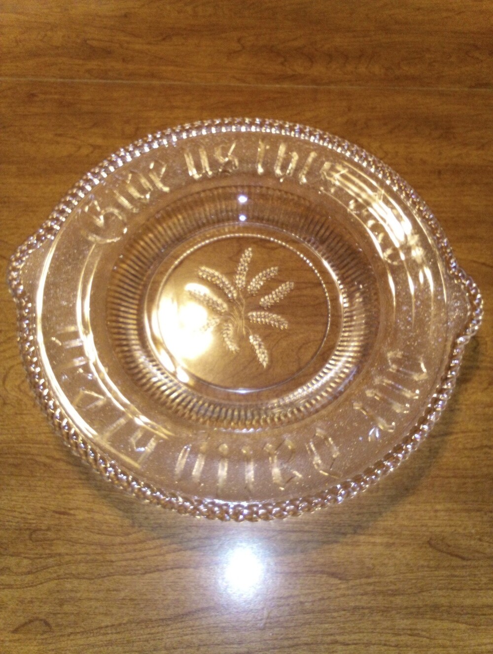 Early American Pattern Glass Pressed Bread Serving Platter circa 1877